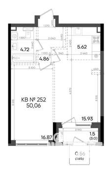 2-к квартира, вторичка, 50м2, 17/23 этаж