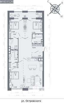 3-к квартира, строящийся дом, 115м2, 5/8 этаж