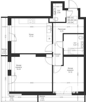 2-к квартира, вторичка, 69м2, 3/24 этаж