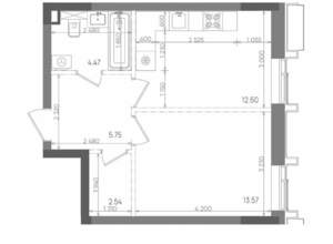 1-к квартира, строящийся дом, 39м2, 7/22 этаж