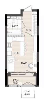 Студия квартира, вторичка, 28м2, 19/23 этаж