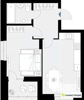 1-к квартира, вторичка, 43м2, 2/18 этаж