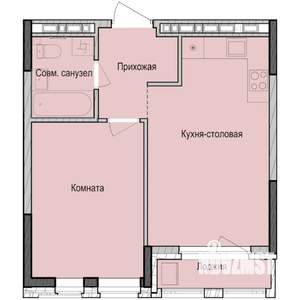 1-к квартира, строящийся дом, 41м2, 4/23 этаж