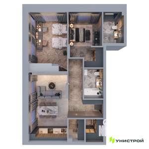2-к квартира, вторичка, 77м2, 6/21 этаж