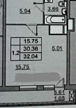 1-к квартира, сданный дом, 30м2, 8/20 этаж