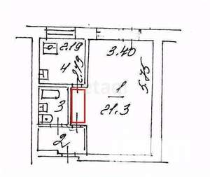 1-к квартира, вторичка, 21м2, 1/5 этаж