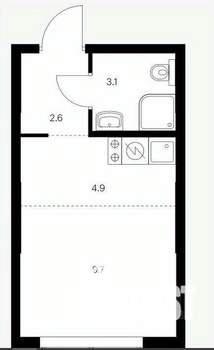 Студия квартира, вторичка, 21м2, 13/17 этаж
