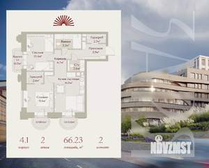 2-к квартира, вторичка, 66м2, 2/8 этаж