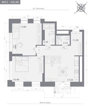 2-к квартира, строящийся дом, 70м2, 10/23 этаж