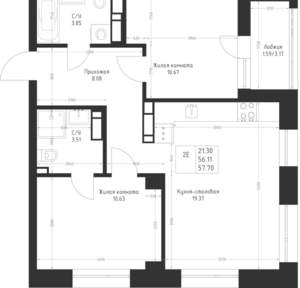 2-к квартира, вторичка, 58м2, 5/23 этаж