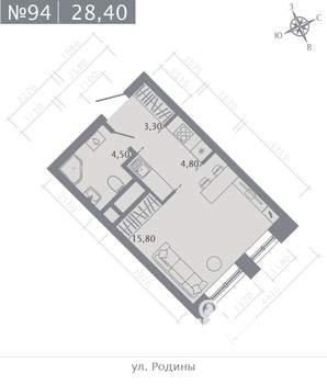 Студия квартира, строящийся дом, 28м2, 12/23 этаж