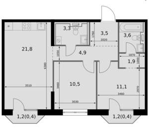 2-к квартира, вторичка, 61м2, 7/20 этаж