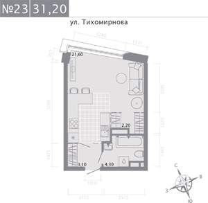 Студия квартира, строящийся дом, 31м2, 4/5 этаж