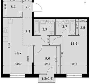 3-к квартира, вторичка, 67м2, 3/19 этаж