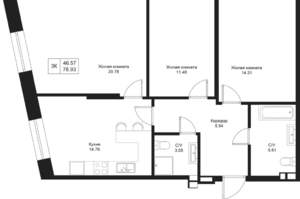 3-к квартира, вторичка, 79м2, 3/5 этаж