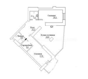2-к квартира, вторичка, 74м2, 9/10 этаж