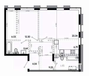 2-к квартира, вторичка, 74м2, 4/6 этаж