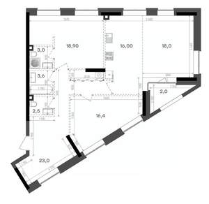 2-к квартира, вторичка, 103м2, 5/15 этаж