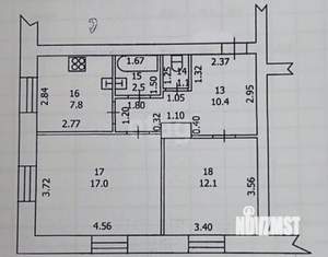 2-к квартира, вторичка, 51м2, 1/4 этаж