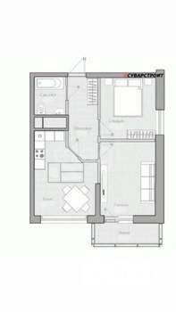 1-к квартира, вторичка, 48м2, 21/22 этаж