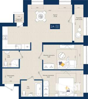2-к квартира, вторичка, 73м2, 11/20 этаж