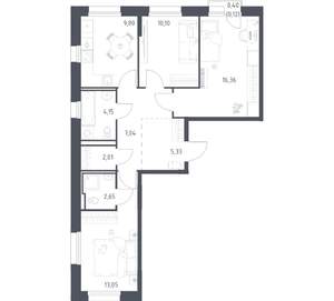 3-к квартира, вторичка, 71м2, 10/13 этаж