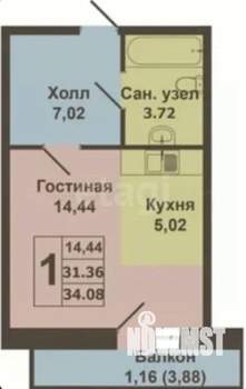 Студия квартира, вторичка, 32м2, 15/19 этаж