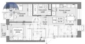3-к квартира, вторичка, 55м2, 8/24 этаж