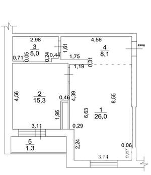 1-к квартира, вторичка, 54м2, 12/18 этаж