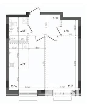 2-к квартира, вторичка, 48м2, 12/14 этаж