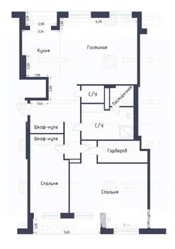 3-к квартира, вторичка, 155м2, 2/6 этаж