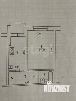 1-к квартира, вторичка, 40м2, 6/9 этаж