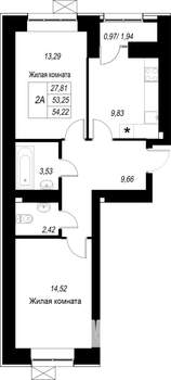 2-к квартира, вторичка, 54м2, 3/10 этаж