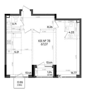 3-к квартира, вторичка, 67м2, 5/9 этаж