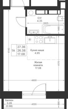 Студия квартира, вторичка, 27м2, 6/25 этаж