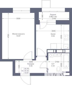 1-к квартира, вторичка, 36м2, 9/17 этаж