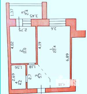1-к квартира, вторичка, 46м2, 9/10 этаж
