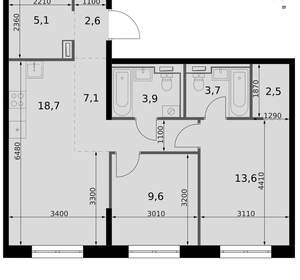3-к квартира, вторичка, 67м2, 10/19 этаж
