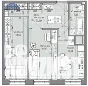 2-к квартира, вторичка, 54м2, 6/25 этаж