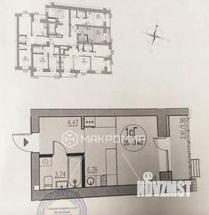 Студия квартира, вторичка, 24м2, 4/10 этаж