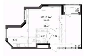 2-к квартира, вторичка, 58м2, 16/23 этаж