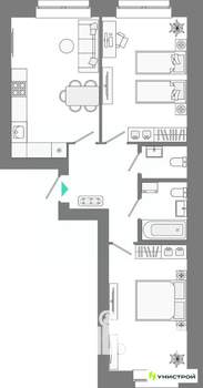 2-к квартира, вторичка, 61м2, 8/10 этаж