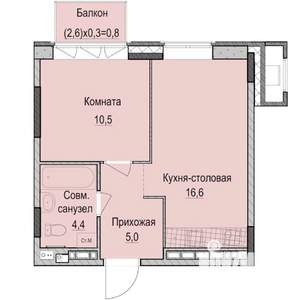 1-к квартира, строящийся дом, 37м2, 6/14 этаж