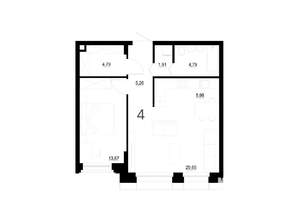 2-к квартира, вторичка, 57м2, 2/4 этаж