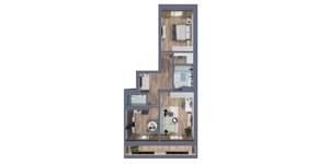 2-к квартира, вторичка, 64м2, 3/17 этаж