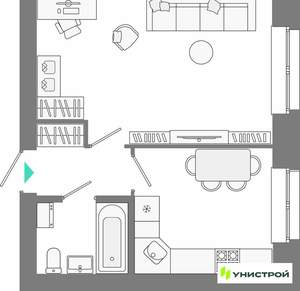 1-к квартира, вторичка, 37м2, 5/9 этаж