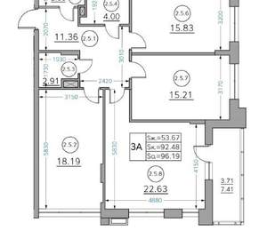 3-к квартира, вторичка, 97м2, 2/5 этаж