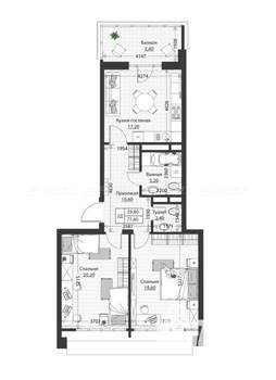 2-к квартира, вторичка, 78м2, 4/4 этаж