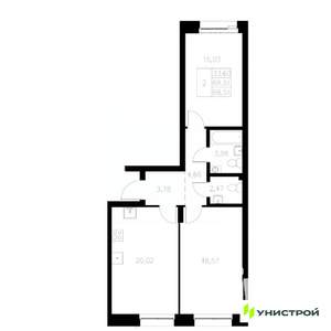 2-к квартира, вторичка, 69м2, 3/8 этаж