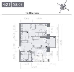 2-к квартира, строящийся дом, 58м2, 4/9 этаж